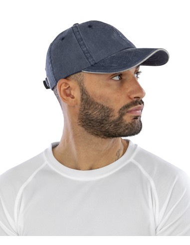 RES-RC054X-Washed Fine Line Cotton Cap With Sandwich Peak